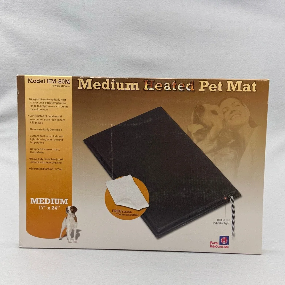 New Farm Innovators Heated Pet Mat Black Medium Heavy Duty Indoor Outdoor